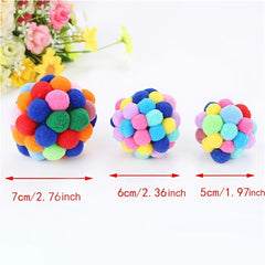 Brighten Up Your Cat's Day with Colorful Pom Pom Balls - High Quality Pet Toy! - Kerala Elegance