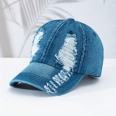 1pc Fashionable Unisex Denim Baseball Cap-Adjustable Sunshade-Vintage Wash-Style Boost For Sports, Casual Outfits & Everyday Use