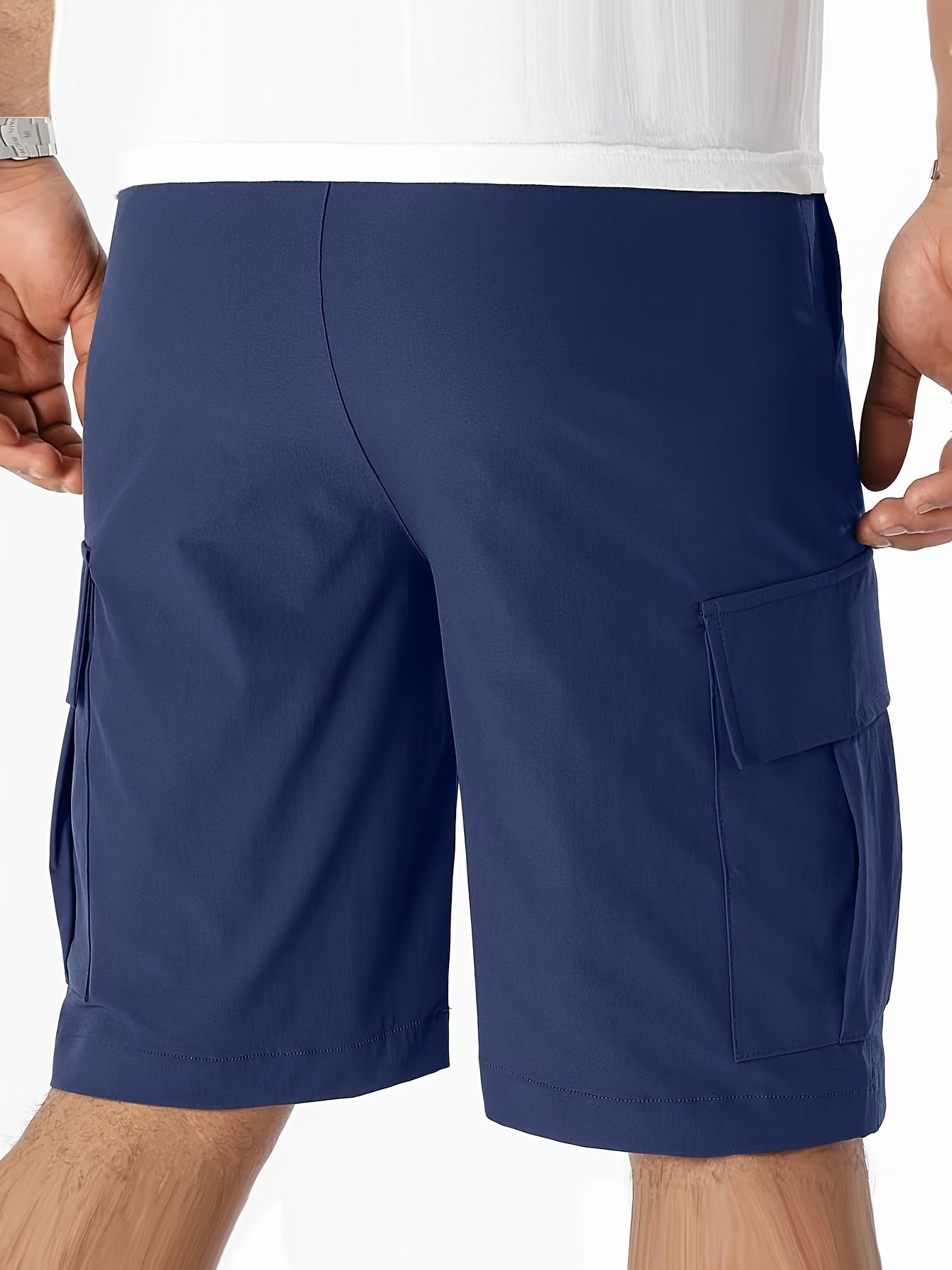 Mens Regular Fit Summer Casual Shorts - Multi-Pocket, Slight Stretch, Drawstring Waist, Breathable Polyester Fabric - Perfect for Running, Outdoor Activities, Daily Wear