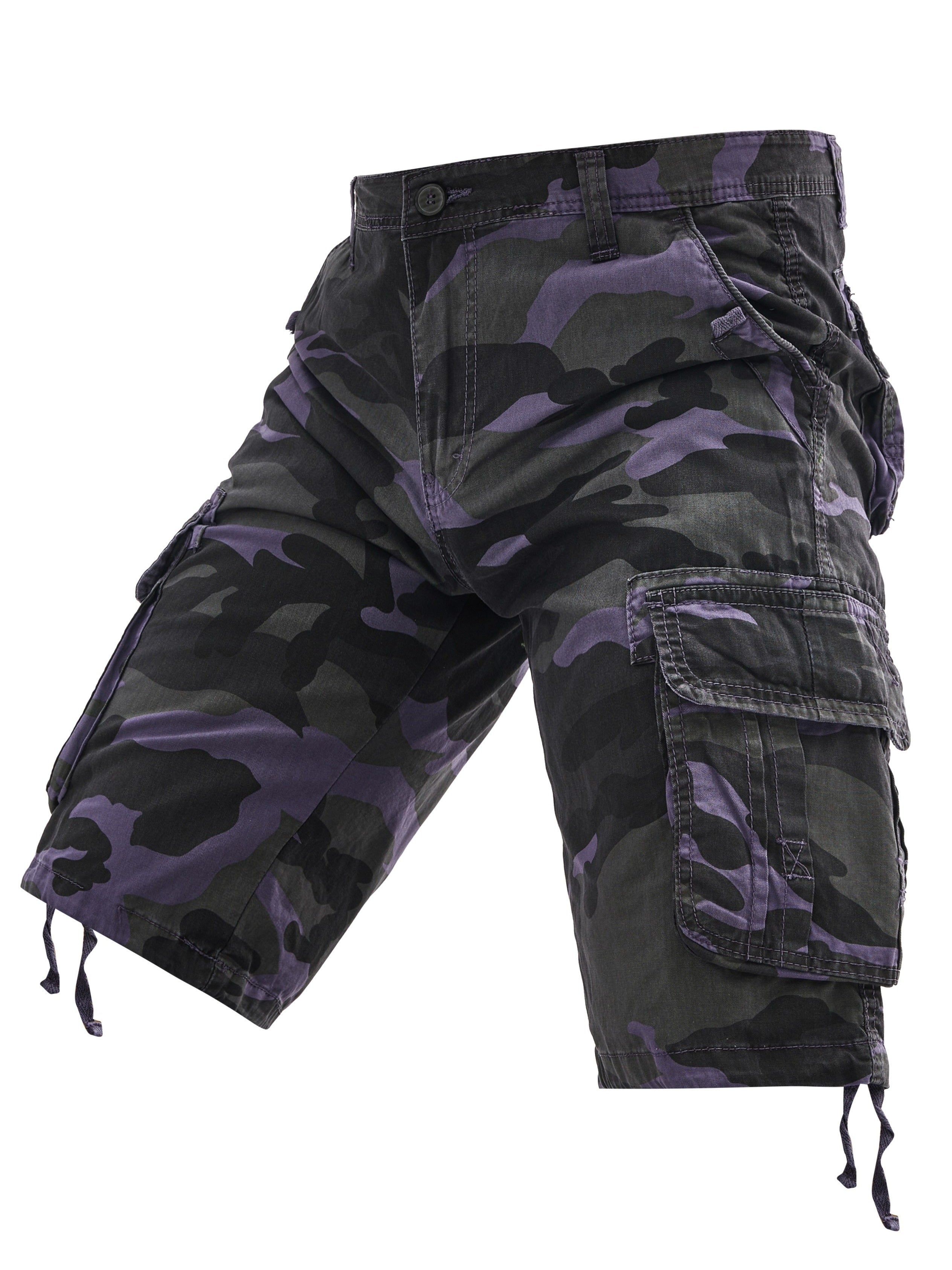 Mens Fashion-Forward Camouflage Cargo Shorts - Bold Print, Multipocket, Comfortable for Summer Outdoor Sports and Casual Wear