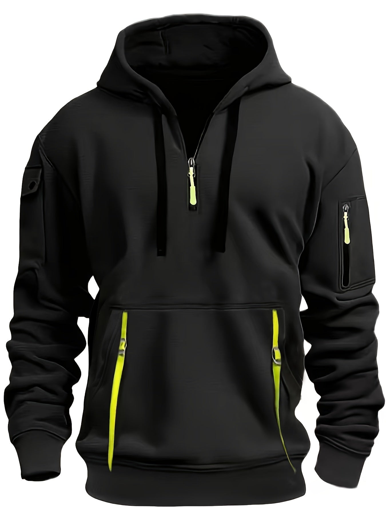 Mens Stylish Half-Zip Sports Hoodie - Sporty Athletic Style with Handy Pockets - Ultra-Comfortable Casual Pullover Sweatshirt