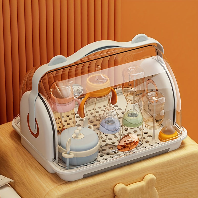 Portable Feeding Bottle Drying & Storage Solution With Drainer Tray - Sturdy Pp Organizer For Ages 0-8, Ideal For Feeding Accessories & More