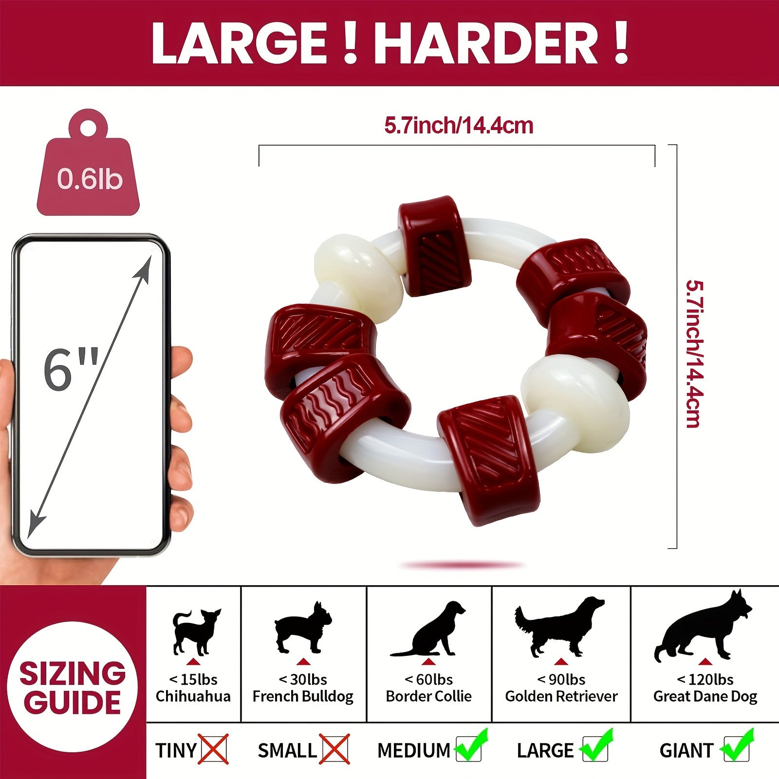 Chew Toy For Aggressive Chewers, Tough Chew Toys For Aggressive Chewers Dogs, Dog Toys For Aggressive Chewers, Durable Nylon Ring Dog Chew Toys, Beef Flavor - Kerala Elegance