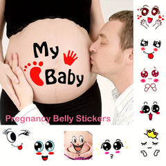 10PCS Pregnancy Belly Stickers Set, Maternity Funny Facial Expressions Decals, Baby Bump Keepsake, Photo Prop, Creative Pregnant Women Gift, Paper Belly Art for Expecting Mothers 14+