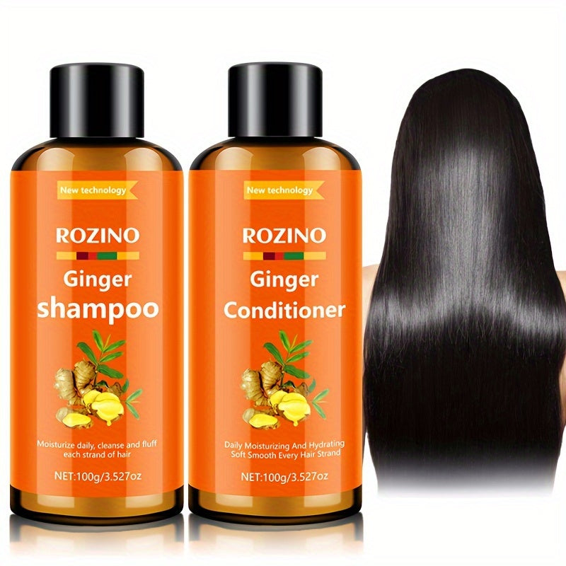 200g Ginger Shampoo And Conditioner Set For Men And Women, Ginger Extract Moisturizing, Anti-Dandruff, Revitalizes Hair, Leaves Hair Soft And Silky