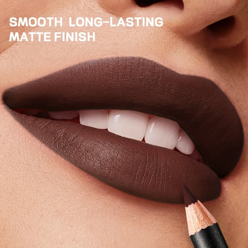 Velvet Matte Lip Liner Pencil, Long-Lasting & Non-Drying, Waterproof & Sweatproof, For All Skin Types - Available In Brown, Berry, Pink, Purple, Red Shades