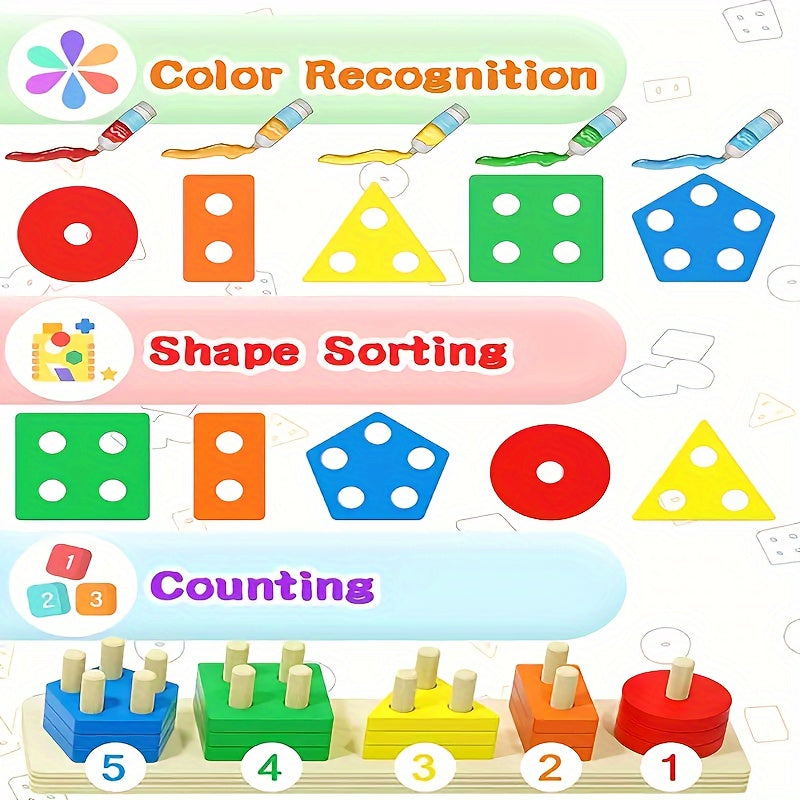 Montessori Toys, Wooden Sorting And Stacking Toys, Color Recognition Shape Sorting Gifts, Educational Learning Toys Puzzles, Halloween, Christmas And Thanksgiving Day Gift