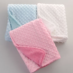 Beanie Bubble Blanket, Stroller Outing Blanket, Double Layer Warm Solid Color Pressed Foam Blanket Soft