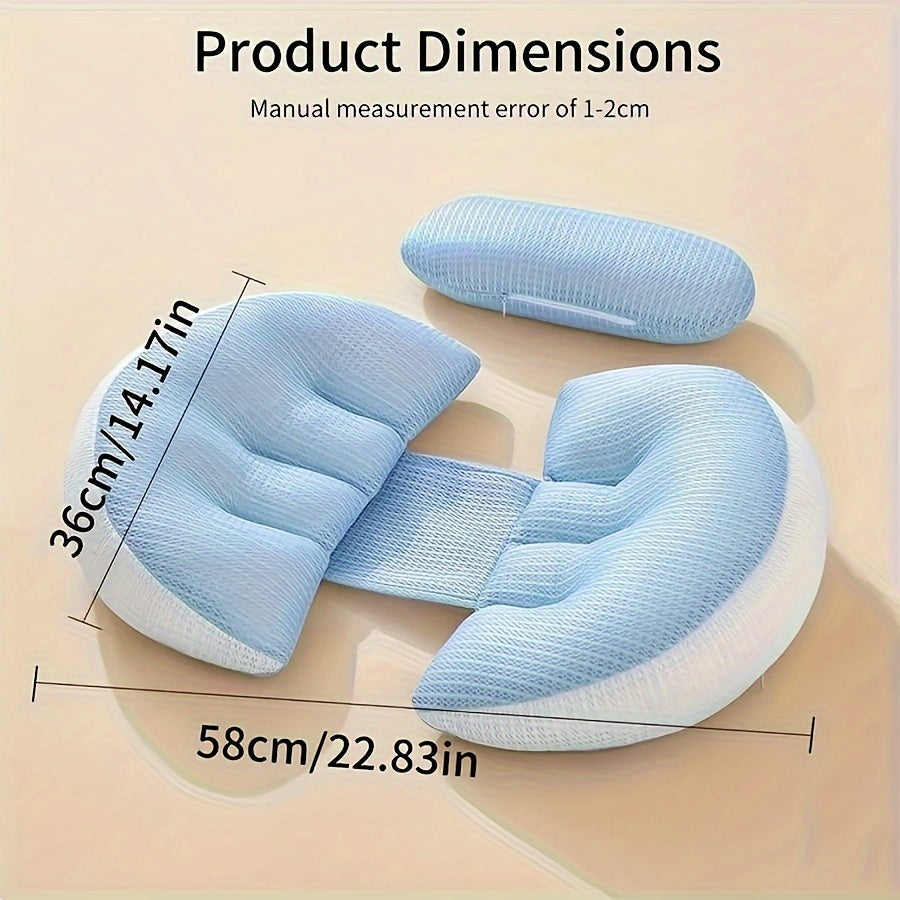 Adjustable U-Shaped Maternity Pillow, Medium Soft Polyester Fiber Pregnancy Pillow for Back Support, Side Sleeping Cushion for Pregnant Women 14+, Multi-Functional Maternity Sleep Aid Accessory