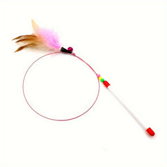 1pc Cat Toy, Steel Wire Bell Feather Tease Cat Stick, Elastic Steel Wire Feather Tease Cat Stick - Kerala Elegance