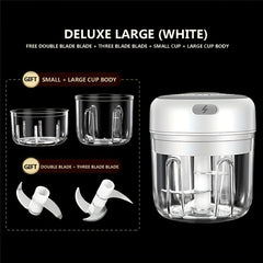 250ML+100ML Electric Mini Garlic Chopper Meat Grinder Crusher Cutter Vegetable