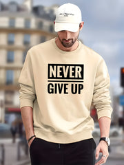 Fashionable Men's Casual Letter Print, Long Sleeve Round Neck Sweatshirt, Suitable For Outdoor Sports, For Autumn And Winter, Can Be Paired With Hip-hop Necklace, As Gifts