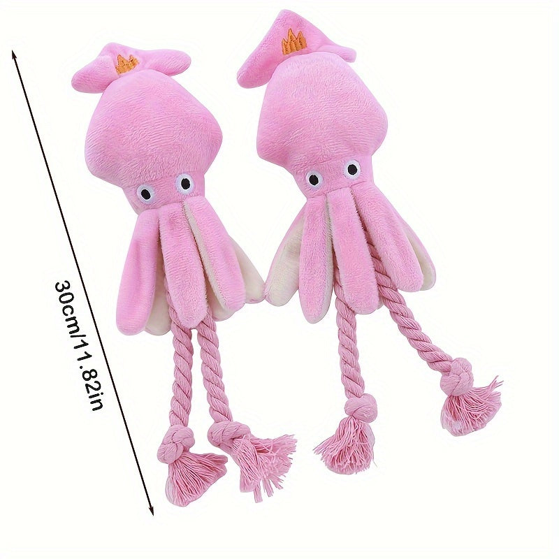 Festive Octopus Plush Dog Toy: Cute Cartoon Design, Soft Fleece Material, Perfect for Small Breeds - Kerala Elegance