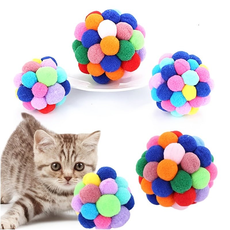 Brighten Up Your Cat's Day with Colorful Pom Pom Balls - High Quality Pet Toy! - Kerala Elegance