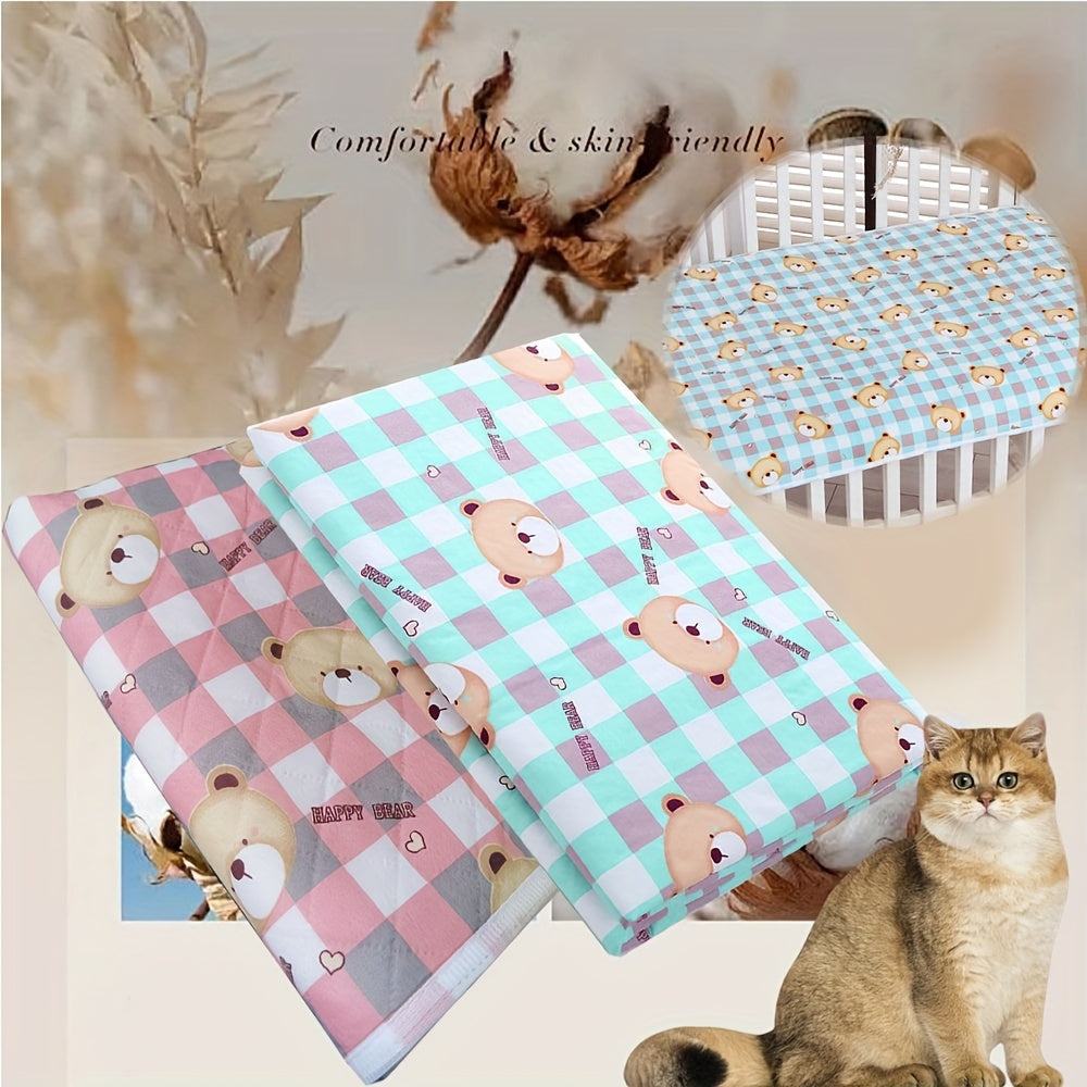 1pc Super Soft Waterproof Diaper Changing Mat, Breathable Washable Cartoon Printed Bed Care Mat