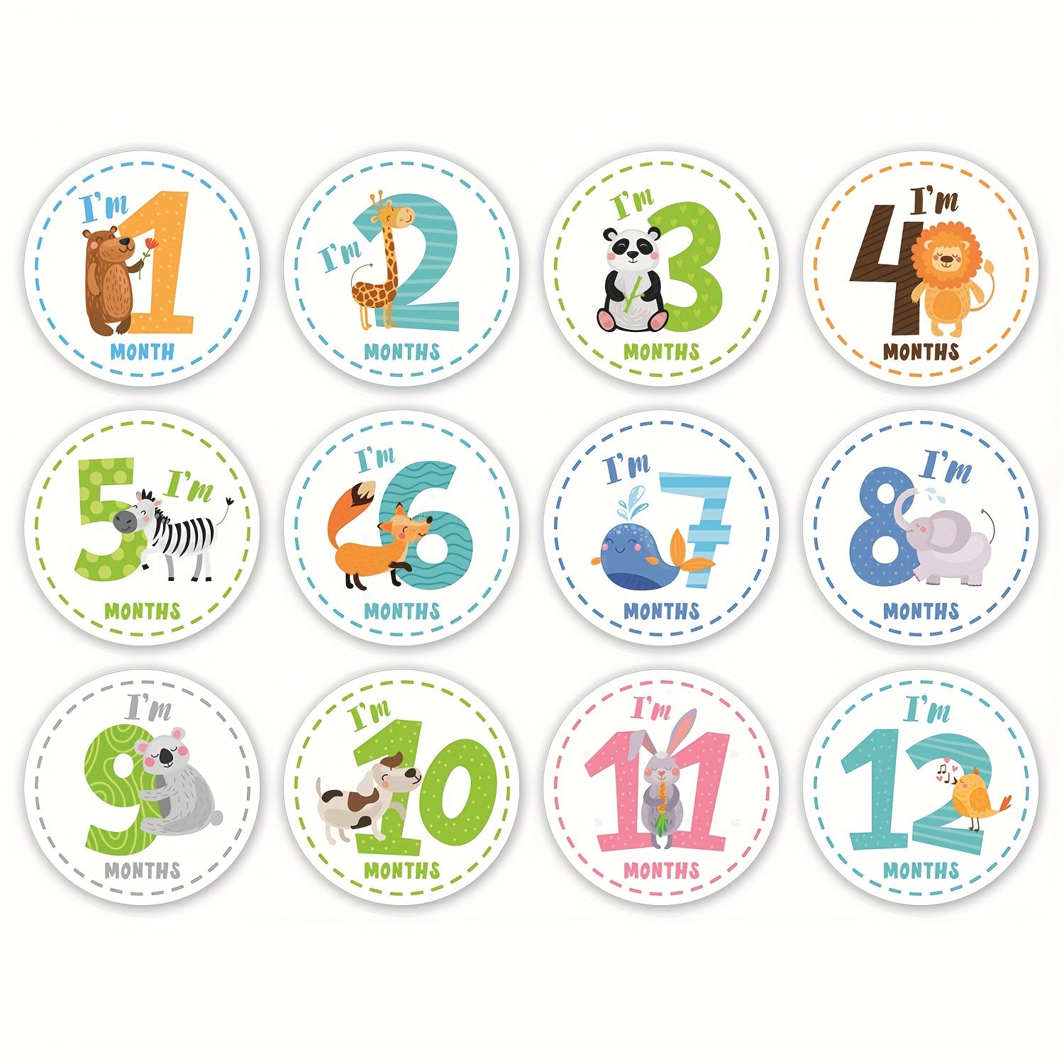 12pcs Milestone Stickers, Growth Journey Record Stickers, Photography Props