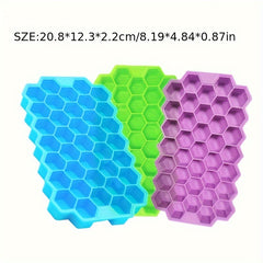 37-Cavity Silicone Honeycomb Ice Cube Tray With Lid - Food Grade, Flexible Mold For Soft Drinks, Whisky, Cocktails & More - Kitchen Bar Accessory Silicone Ice Cube Tray Silicone Ice Cube Tray With Lid