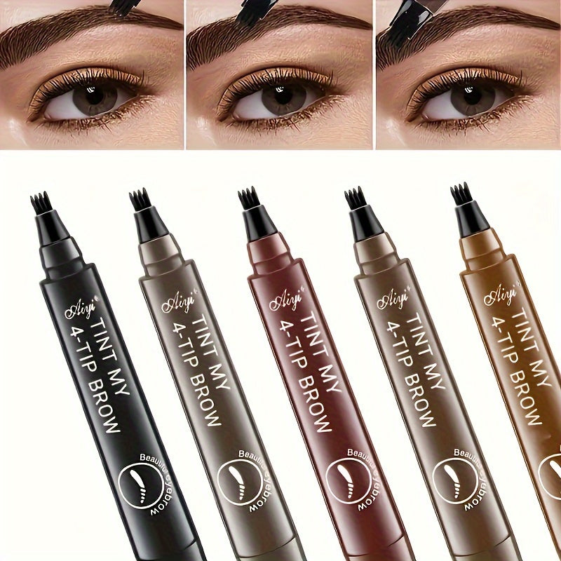 4-Tip Tattoo Eyebrow Pen 1pc, Long-lasting Waterproof Brow Gel, Natural Hair-Like Strokes, Easy To Use, Perfect Eyebrow Filling, Smudge-Proof Eyebrow Tints