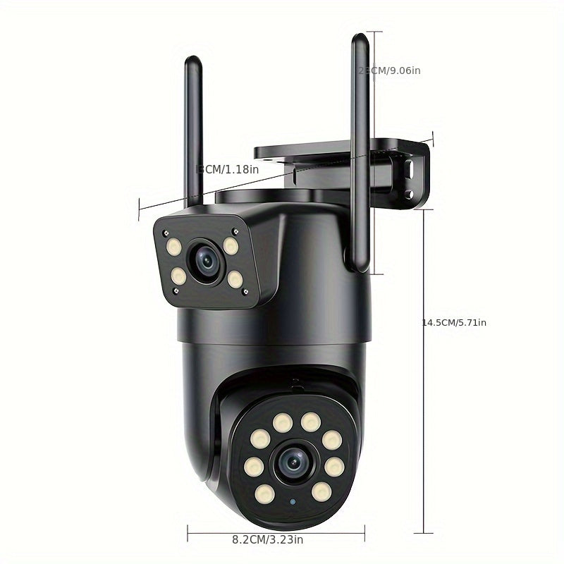 2PCS Multifunctional security camera wireless outdoor WiFi security monitoring 2K high-definition dual lens automatic rotation pan tilt night vision motion detection bidirectional call security camera