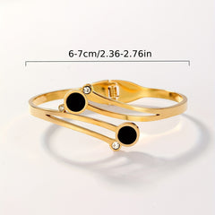 Personality Stainless Steel Inlaid Zircon Cuff Bangle 18K Gold Plated Hand Decoration Ornament