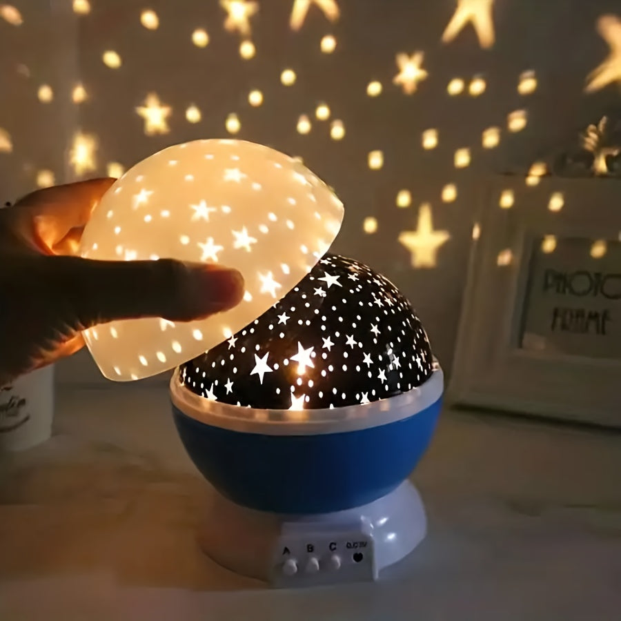 1pc 360° Rotating Star Moon Projector Night Light - 12 Color Changing Modes, USB Rechargeable, Creates Enchanting Atmosphere for Bedrooms, Parties, Perfect Birthday Gift