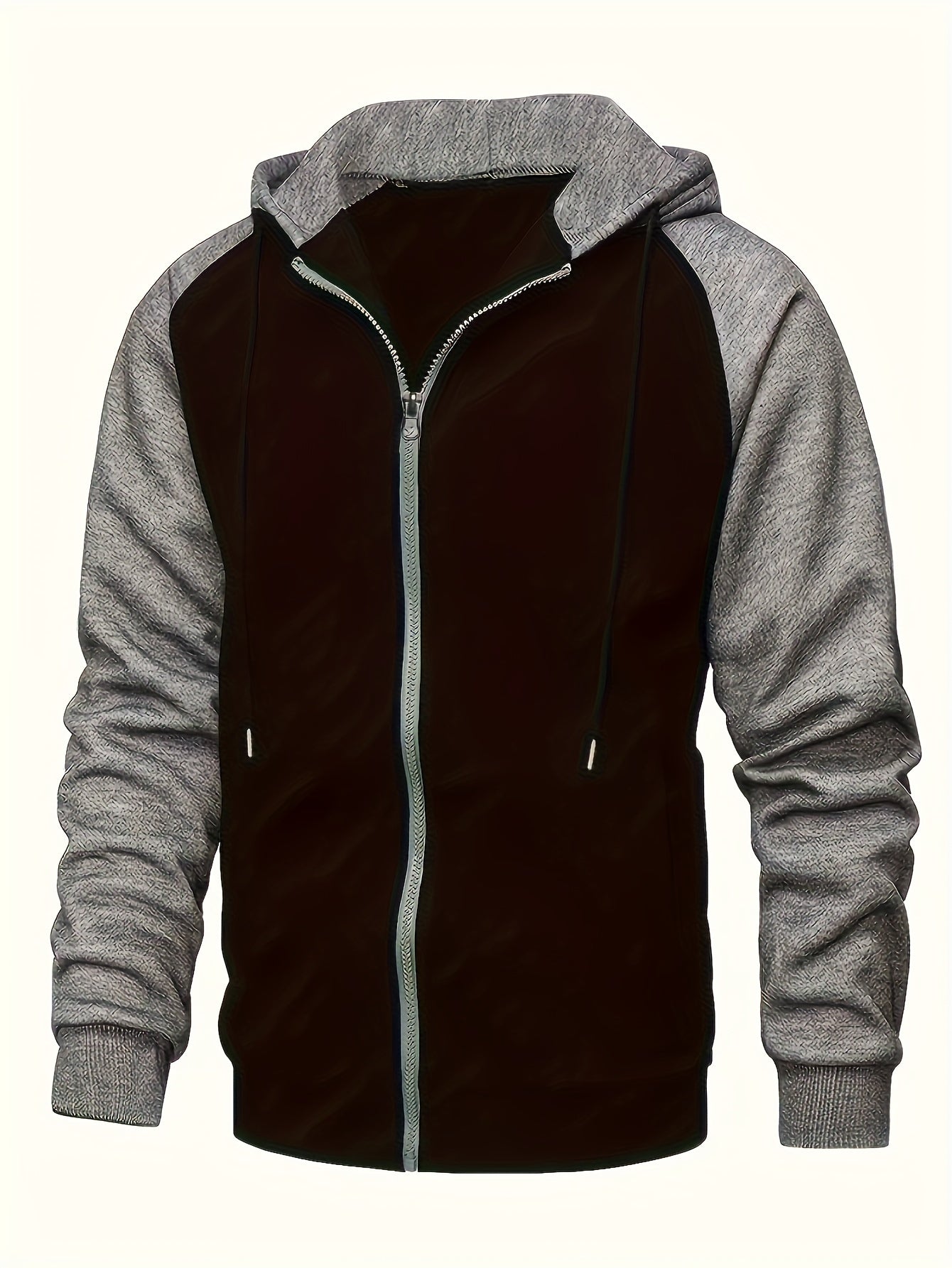 Men's Colorblock Hooded Jacket For Sports Outdoor, Stylish Leisure Outwear