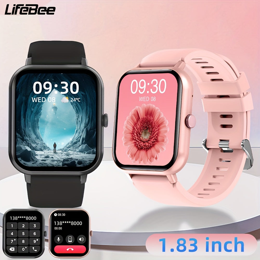 LIFEBEE 2024 New Smartwatch For Men And Women Gift, 1.83 Inch Full Touch Screen Smartwatch With Answer/Make Calls For Phone, Fitness Tracking Watch with 100+ Exercise Modes, Pedometer, Distance, Calories