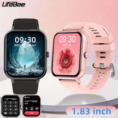 LIFEBEE 2024 New Smartwatch For Men And Women Gift, 1.83 Inch Full Touch Screen Smartwatch With Answer/Make Calls For Phone, Fitness Tracking Watch with 100+ Exercise Modes, Pedometer, Distance, Calories