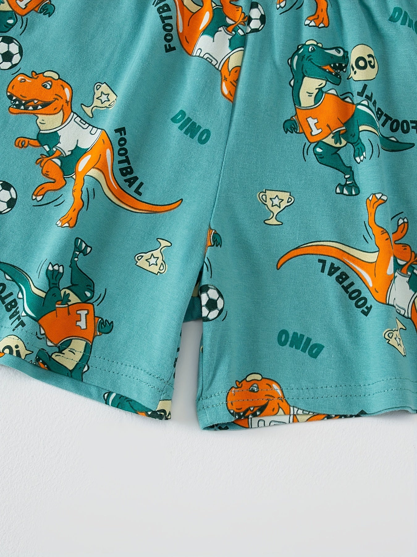 2pcs Boys Soccer Dino Print Versatile Sleeveless Tank Top & Shorts Set, Cool, Lightweight And Comfy Summer Holiday Clothes