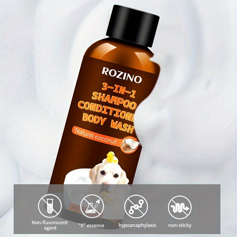 Coconut Essence Pet 3-in-1 Shampoo And Conditioner Bath Gel, Mild And Clean, Soothe The Skin, Make The Fur Shiny, Safe And Healthy, Common For Cats And Dogs