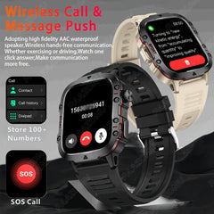 New Rugged Smart Watch Men Wireless Call IP68 Waterproof Sport Fitness AI Voice Outdoor Smartwatch For Mobile Phones