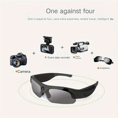 Video Glasses 1080P HD, Outdoor Camera Glasses, 1080P Smart Glasses, HD Computer Network Camera, 120 ° Wide-angle, 180 Minutes Battery Life, Suitable For Cycling, Hiking, Fishing, Coastal Beach, Tourism, 32GB Storage Card