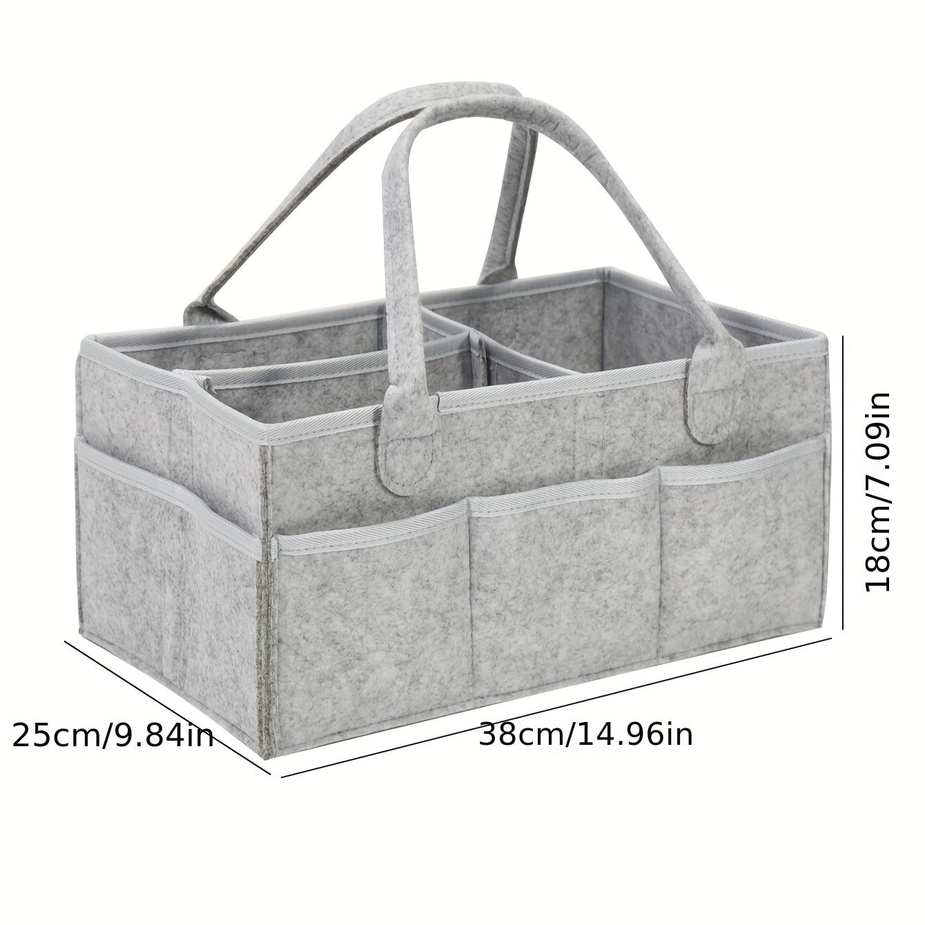 Grey Felt Cloth Mommy Basket Diaper Bag, Storage Felt Mommy Basket Diaper Storage Box