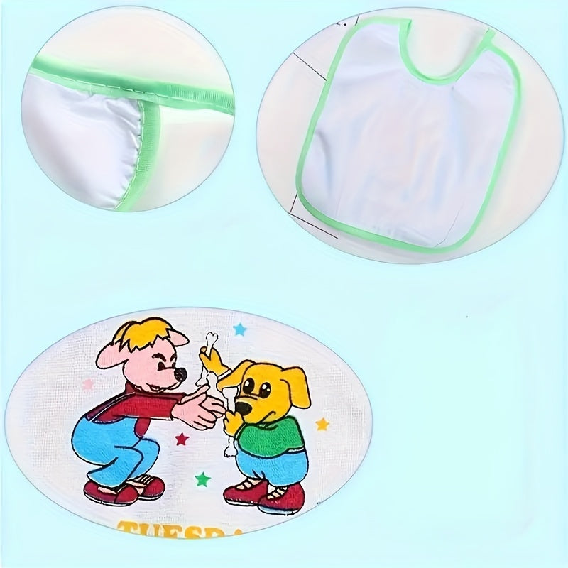 7-Pack Baby Feeding Bibs with Day of the Week Designs - Waterproof, Cotton, Pull-on Closure, for 0-3 Years Old - Newborn Saliva Towel, Anti-Spit Milk Bibs for Infants