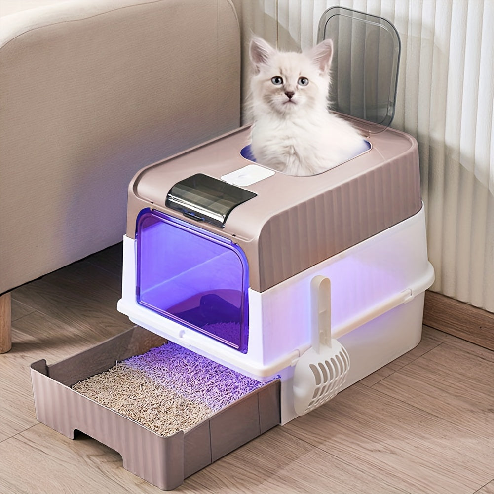 Automatic Self-Cleaning Cat Litter Box, Extra-Large, Enclosed Drawer Type Cat Toilet, Foldable, Odor Control, Pet Hygienic Cleaning Solution