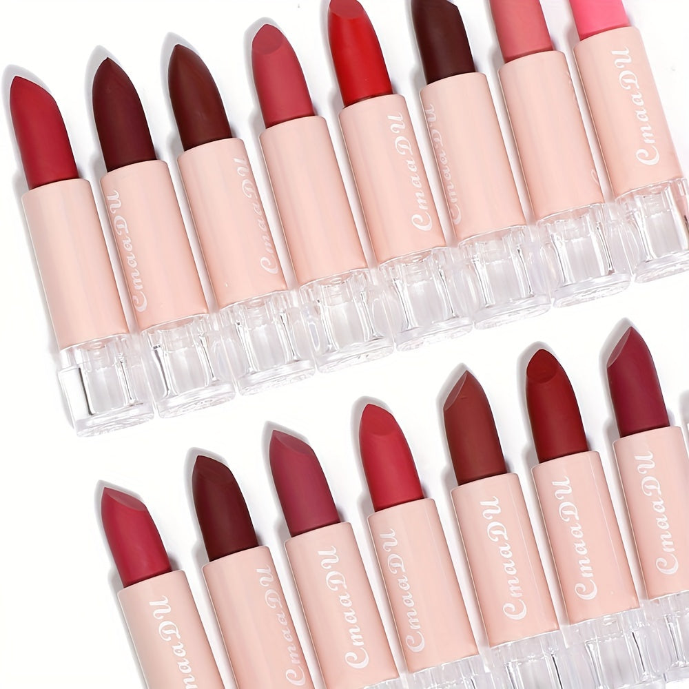 Velvet Matte Lipstick Set, 15 Colors, Long-Lasting, Non-Stick Cup, Waterproof Moisturizing Lip Gloss, Fashion Classic Shades For Daily & Date, Perfect Women's Gift