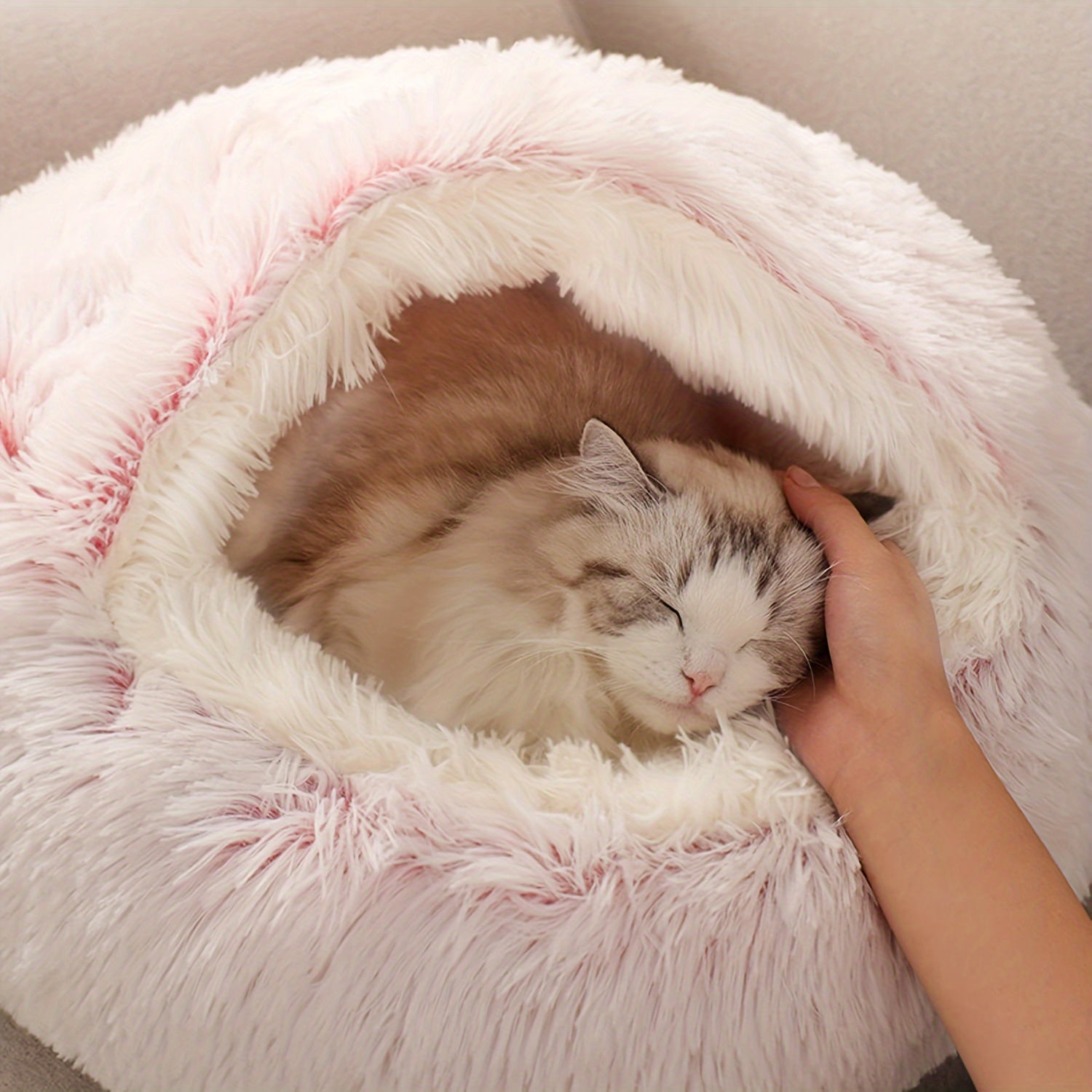 Versatile Plush Pet Bed With Large Cover - Anti-Anxiety Donut Cuddler For Indoor Cats & Small Dogs, Non-Slip Bottom, Washable Faux Fur Nest Ultimate Plush Pet Bed Confy Small Dog Bed