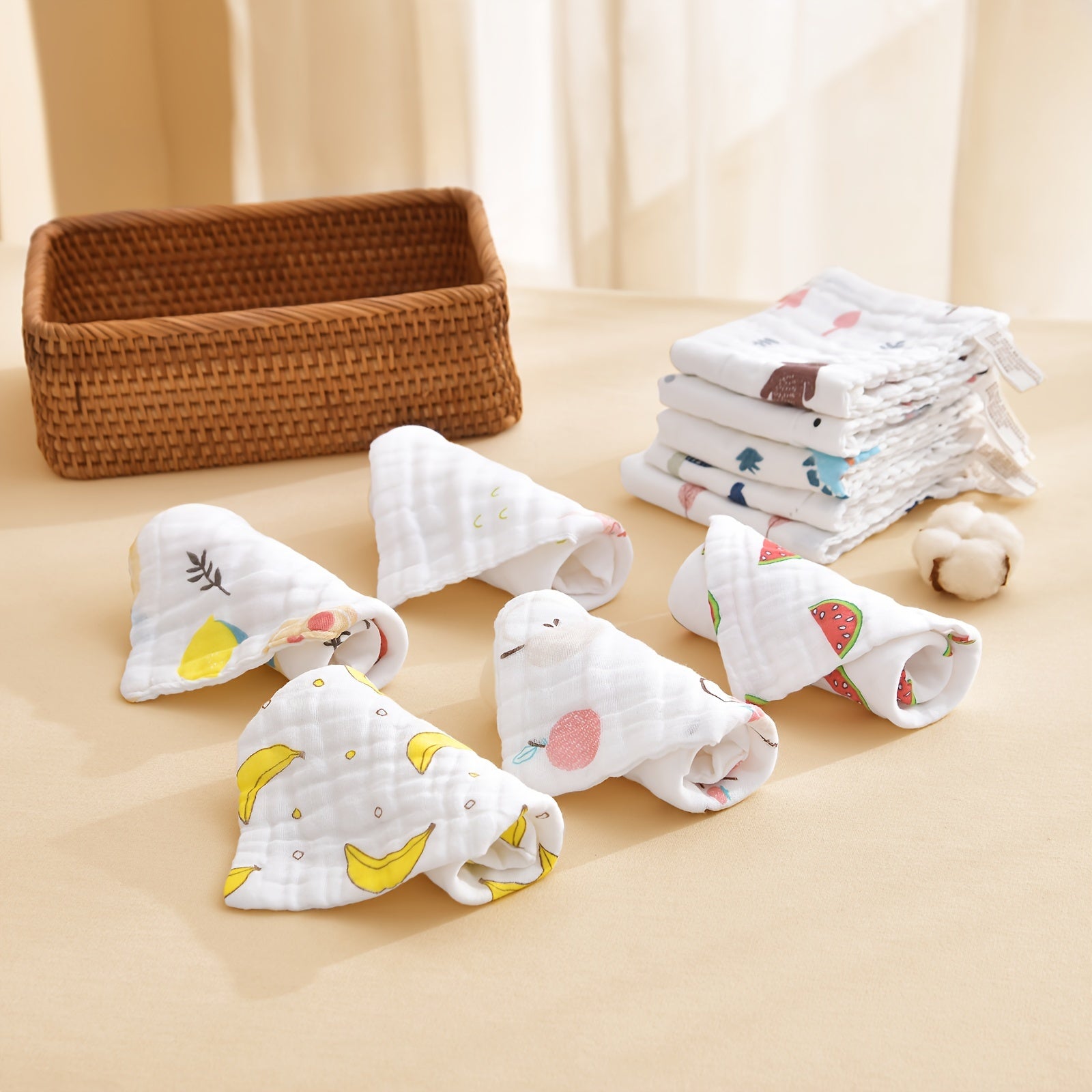 4 Pcs 23.01x23.01cm Cotton Soft Baby Towels: Handy for Bathing, Feeding, Wiping, and Burping - Suitable for 0-3 Year Olds