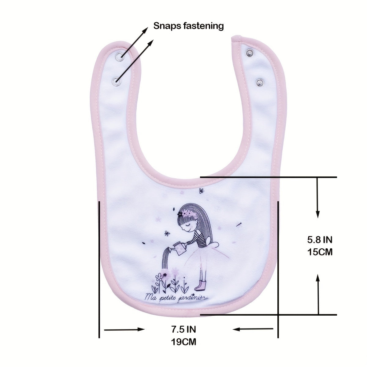 7pcs Cartoon Printed Bibs, Adjustable With Buttons, Waterproof Bibs For Feeding