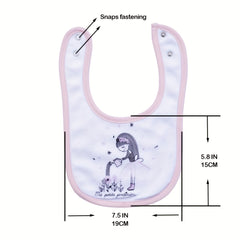 7pcs Cartoon Printed Bibs, Adjustable With Buttons, Waterproof Bibs For Feeding