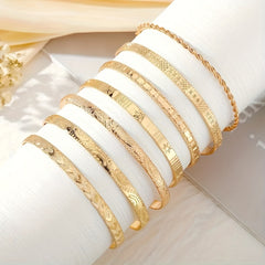 7 Pcs Set Of Unique Bracelet Alloy Jewelry Hammered Pattern Arrow Love Exaggerated Personality Female Hand Jewelry Set