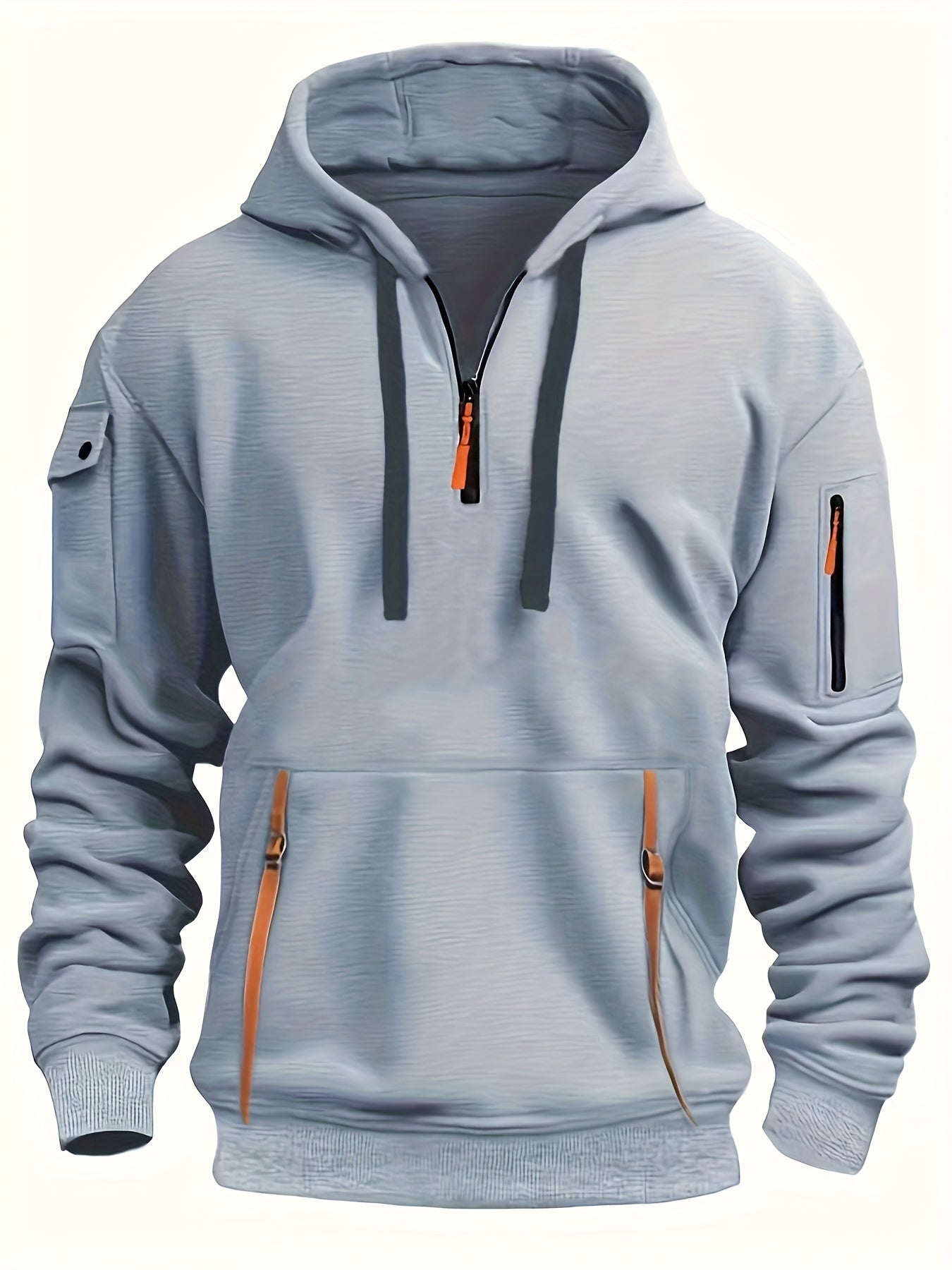 Mens Stylish Half-Zip Sports Hoodie - Sporty Athletic Style with Handy Pockets - Ultra-Comfortable Casual Pullover Sweatshirt