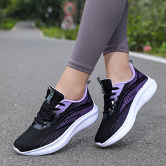 Women's Breathable Knit Sneakers, Casual Lace Up Outdoor Shoes, Comfortable Low Top Sport Shoes