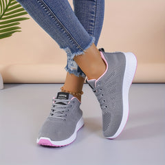 Womens Air-Flow Mesh Sneakers - Stylish Casual Lace-Up Running Shoes for Outdoor Adventures - Ultra-Lightweight & Breathable Comfort