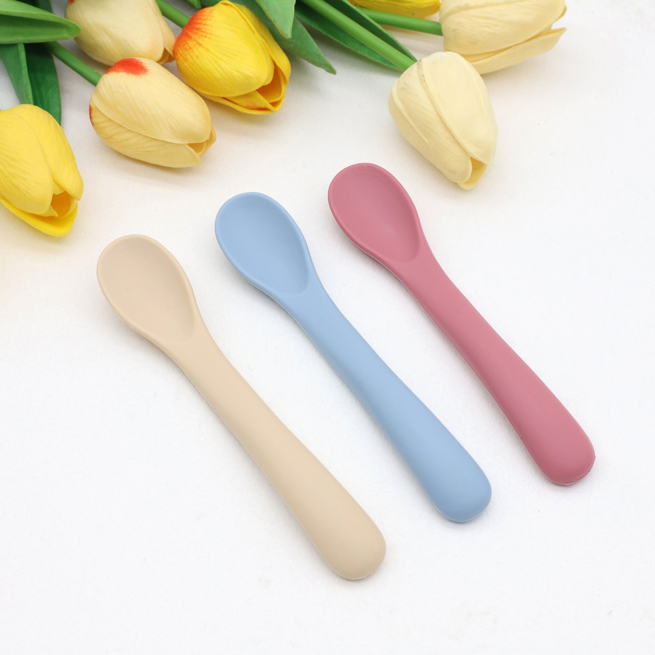 3pcs Silicone Feeding Utensils For Little Ones 0-6 Years, Bpa-Free, Soft On Gums