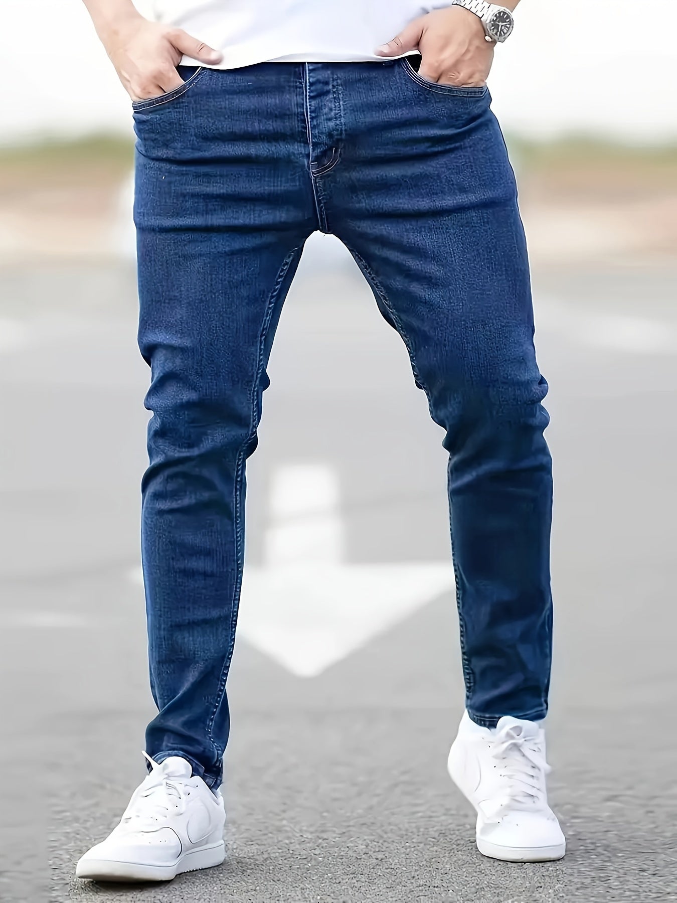 Men's Slim Fit Denim Pants, Men's Classic Design Jeans, Versatile For Four Seasons