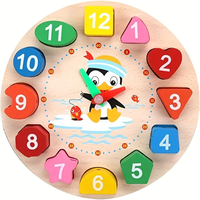 Wooden Colorful Numbered Clock Pieces - Time Telling Blocks for Kids, Ages 3+ - Perfect for Christmas and Birthday Gifts