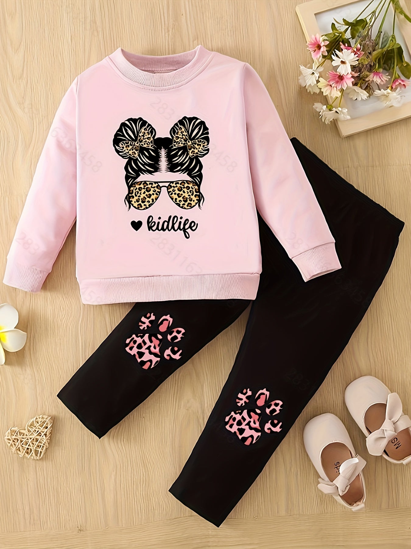 Kids Fashion Outfit Set Sweatshirt + Trousers Long Sleeve Cute Animal Pattern Top Round Neck Casual Slim-fit Clothes For Autumn