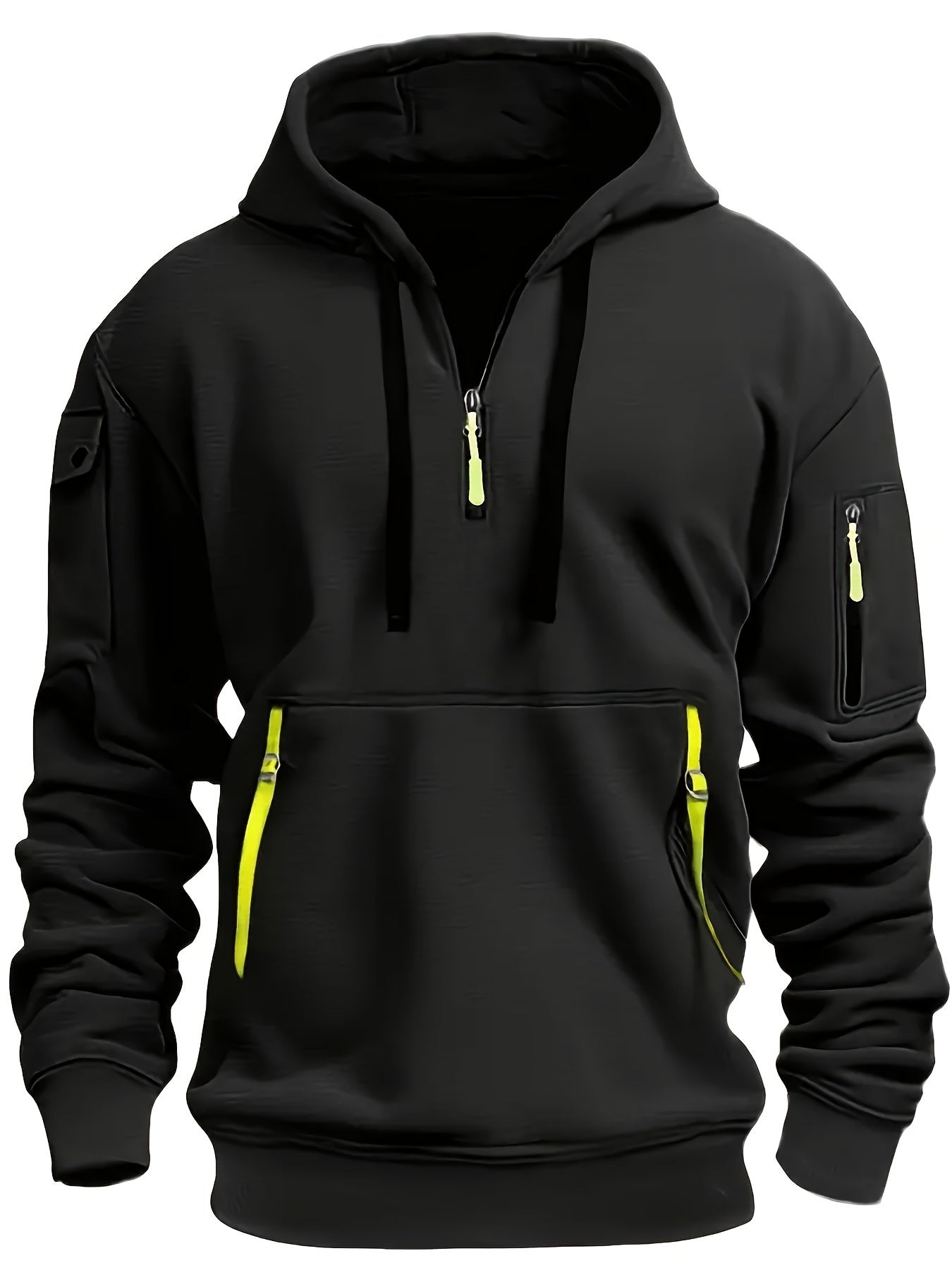 Men's Casual Sports Hoodie, Athletic Pullover Zippered Pockets, Comfort Fit