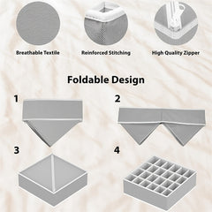 24 Grids Collapsible Closet Cabinet Organizer: Perfect for Socks, Underwear, Handkerchiefs, Ties, and Belts